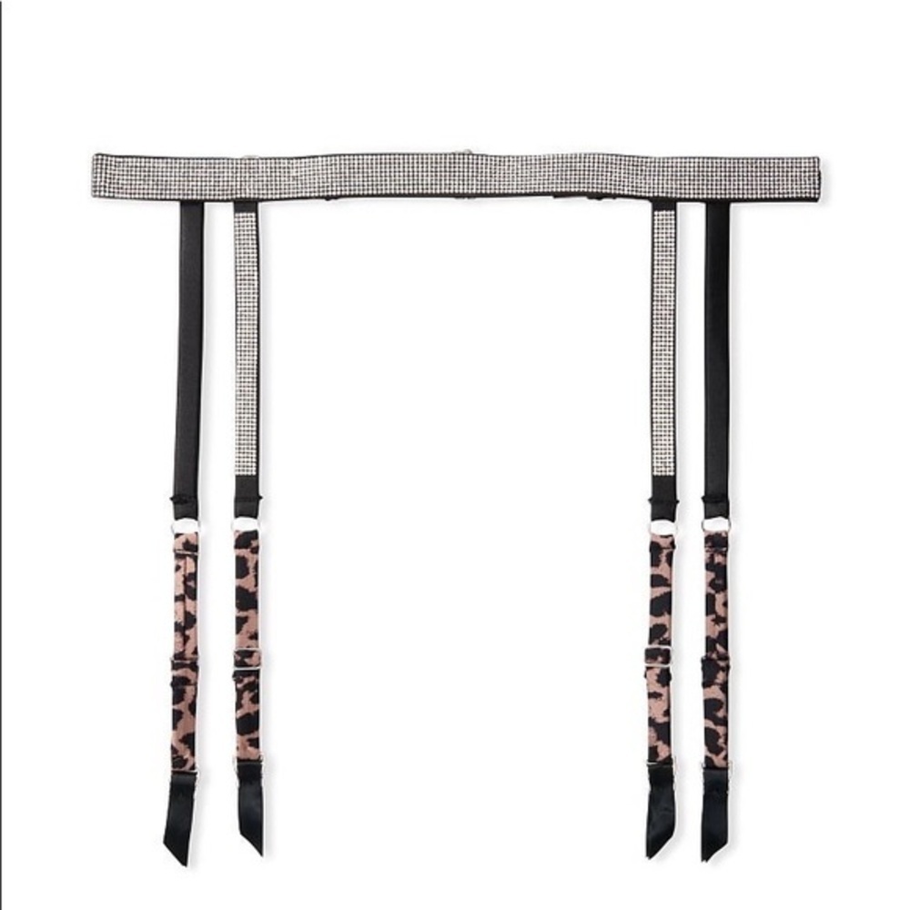 Victorias Secret Garter Belt Strap Shine NEW leopard sexy! M/L